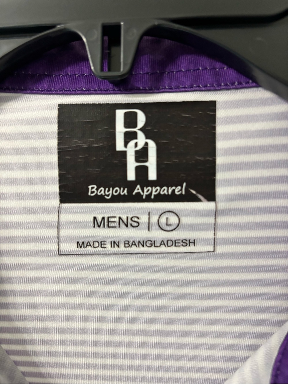 Bayou Apparel LSU Striped Polo size large - Picture 4 of 5